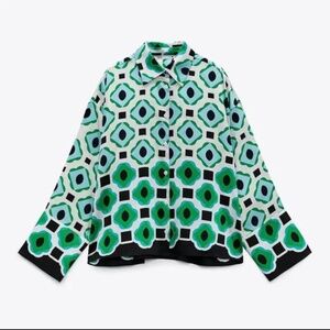 Zara printed satin blouse